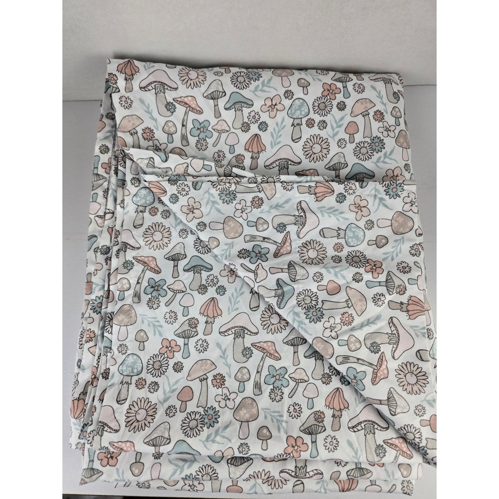 London Kaye Full Sheet Set White Pink Blue Mushroom Floral Whimsical Nature